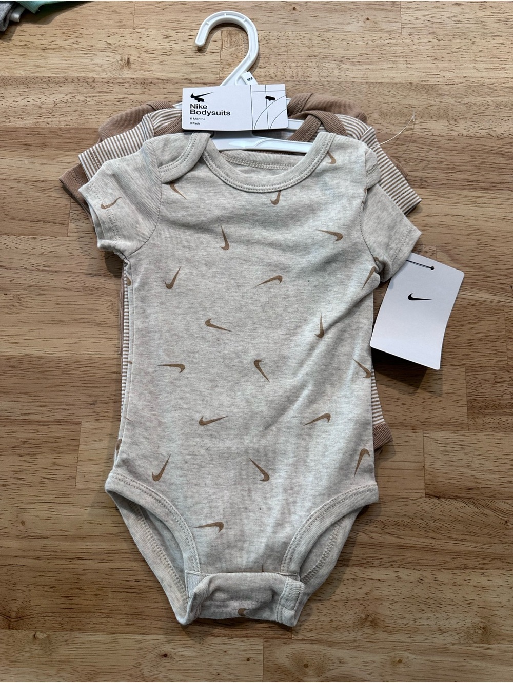 Nike Beige & Brown Infant One-Piece Bodysuit Set - Sz 6mo